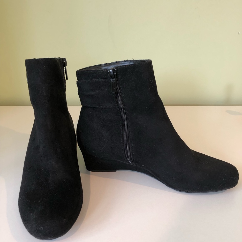 Impo faux suede wedge bootie.